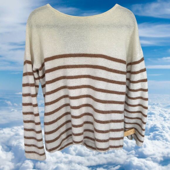 La Maille Sezane Medium Barry Knit Mohair Alpaca Blend Striped Cardigan - Picture 8 of 8